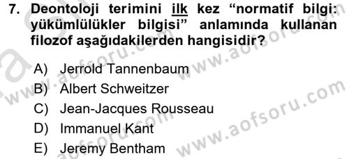 Veteriner Hizmetleri Mevzuatı ve Etik Dersi 2016 - 2017 Yılı (Vize) Ara Sınav Soruları 7. Soru