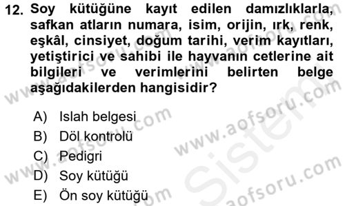 Veteriner Hizmetleri Mevzuatı ve Etik Dersi 2016 - 2017 Yılı (Final) Dönem Sonu Sınav Soruları 12. Soru
