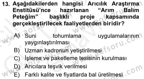 Veteriner Hizmetleri Mevzuatı ve Etik Dersi 2016 - 2017 Yılı (Final) Dönem Sonu Sınav Soruları 13. Soru