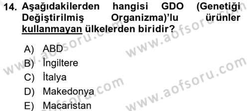 Veteriner Hizmetleri Mevzuatı ve Etik Dersi 2016 - 2017 Yılı (Final) Dönem Sonu Sınav Soruları 14. Soru