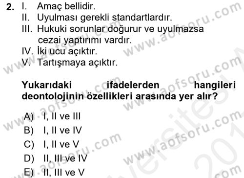 Veteriner Hizmetleri Mevzuatı ve Etik Dersi 2016 - 2017 Yılı (Final) Dönem Sonu Sınav Soruları 2. Soru
