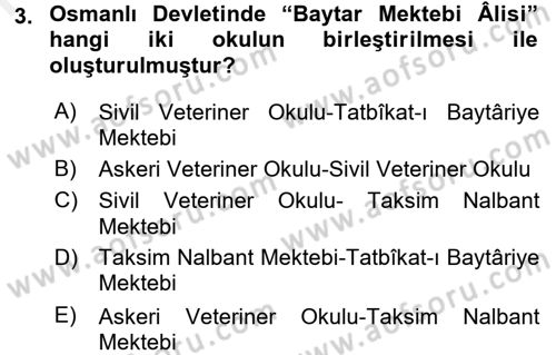 Veteriner Hizmetleri Mevzuatı ve Etik Dersi 2016 - 2017 Yılı (Final) Dönem Sonu Sınav Soruları 3. Soru