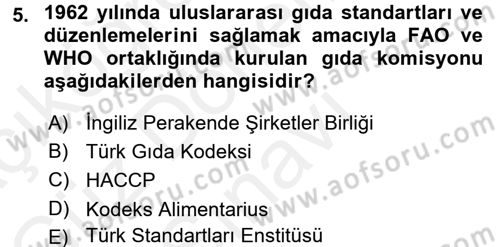 Veteriner Hizmetleri Mevzuatı ve Etik Dersi 2016 - 2017 Yılı (Final) Dönem Sonu Sınav Soruları 5. Soru