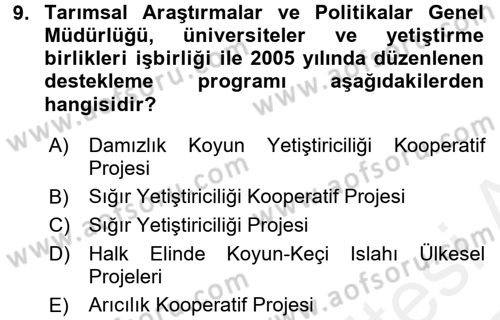 Veteriner Hizmetleri Mevzuatı ve Etik Dersi 2016 - 2017 Yılı (Final) Dönem Sonu Sınav Soruları 9. Soru
