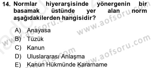 Veteriner Hizmetleri Mevzuatı ve Etik Dersi 2017 - 2018 Yılı 3 Ders Sınav Soruları 14. Soru