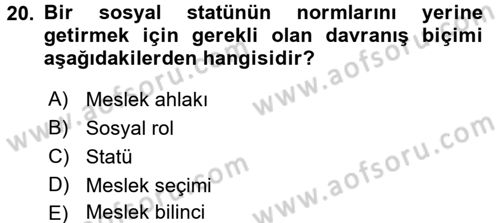 Veteriner Hizmetleri Mevzuatı ve Etik Dersi 2017 - 2018 Yılı 3 Ders Sınav Soruları 20. Soru