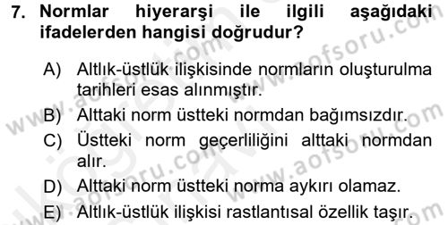 Veteriner Hizmetleri Mevzuatı ve Etik Dersi 2017 - 2018 Yılı 3 Ders Sınav Soruları 7. Soru