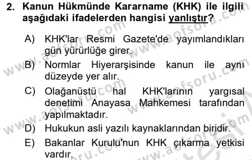 Veteriner Hizmetleri Mevzuatı ve Etik Dersi 2017 - 2018 Yılı (Vize) Ara Sınav Soruları 2. Soru