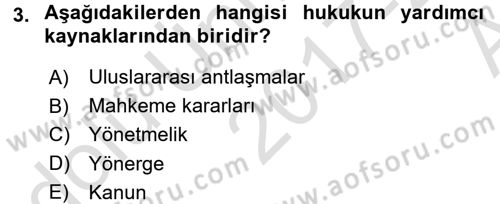 Veteriner Hizmetleri Mevzuatı ve Etik Dersi 2017 - 2018 Yılı (Vize) Ara Sınav Soruları 3. Soru