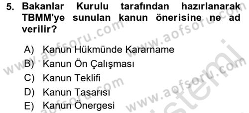 Veteriner Hizmetleri Mevzuatı ve Etik Dersi 2017 - 2018 Yılı (Vize) Ara Sınav Soruları 5. Soru