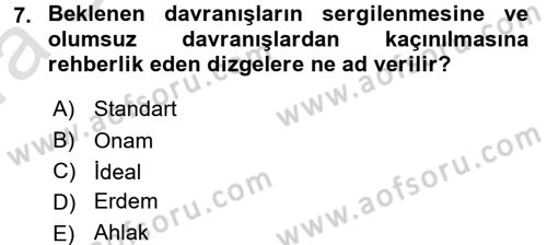 Veteriner Hizmetleri Mevzuatı ve Etik Dersi 2017 - 2018 Yılı (Vize) Ara Sınav Soruları 7. Soru
