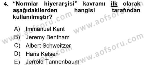 Veteriner Hizmetleri Mevzuatı ve Etik Dersi 2017 - 2018 Yılı (Final) Dönem Sonu Sınav Soruları 4. Soru