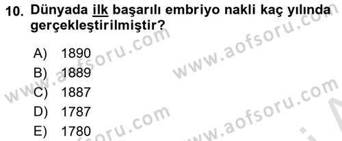 Veteriner Hizmetleri Mevzuatı ve Etik Dersi 2018 - 2019 Yılı 3 Ders Sınav Soruları 10. Soru