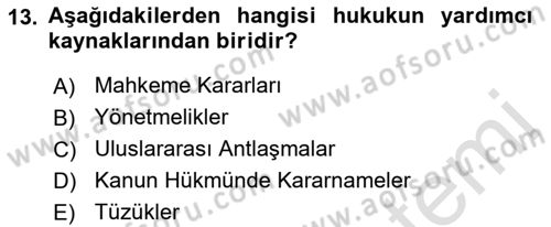 Veteriner Hizmetleri Mevzuatı ve Etik Dersi 2018 - 2019 Yılı 3 Ders Sınav Soruları 13. Soru