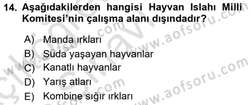 Veteriner Hizmetleri Mevzuatı ve Etik Dersi 2018 - 2019 Yılı 3 Ders Sınav Soruları 14. Soru