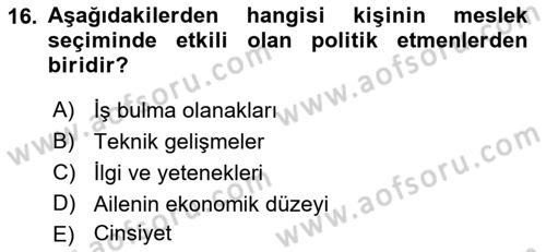 Veteriner Hizmetleri Mevzuatı ve Etik Dersi 2018 - 2019 Yılı 3 Ders Sınav Soruları 16. Soru