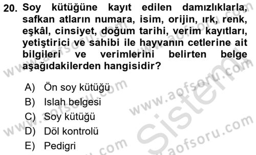 Veteriner Hizmetleri Mevzuatı ve Etik Dersi 2018 - 2019 Yılı 3 Ders Sınav Soruları 20. Soru