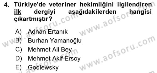 Veteriner Hizmetleri Mevzuatı ve Etik Dersi 2018 - 2019 Yılı 3 Ders Sınav Soruları 4. Soru
