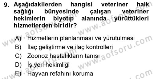 Veteriner Hizmetleri Mevzuatı ve Etik Dersi 2018 - 2019 Yılı 3 Ders Sınav Soruları 9. Soru