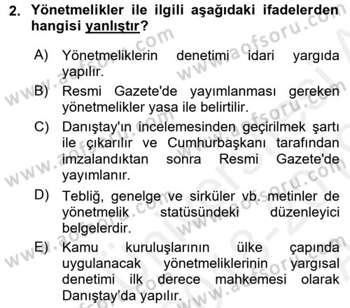 Veteriner Hizmetleri Mevzuatı ve Etik Dersi 2018 - 2019 Yılı (Vize) Ara Sınav Soruları 2. Soru