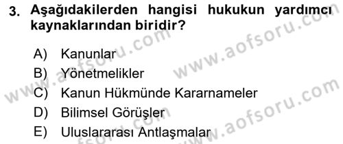 Veteriner Hizmetleri Mevzuatı ve Etik Dersi 2018 - 2019 Yılı (Vize) Ara Sınav Soruları 3. Soru