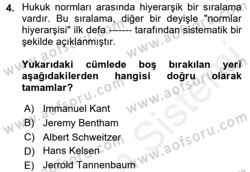 Veteriner Hizmetleri Mevzuatı ve Etik Dersi 2018 - 2019 Yılı (Vize) Ara Sınav Soruları 4. Soru