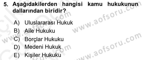 Veteriner Hizmetleri Mevzuatı ve Etik Dersi 2018 - 2019 Yılı (Vize) Ara Sınav Soruları 5. Soru