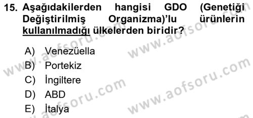 Veteriner Hizmetleri Mevzuatı ve Etik Dersi 2018 - 2019 Yılı (Final) Dönem Sonu Sınav Soruları 15. Soru