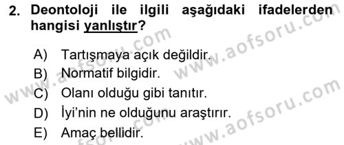 Veteriner Hizmetleri Mevzuatı ve Etik Dersi 2018 - 2019 Yılı (Final) Dönem Sonu Sınav Soruları 2. Soru