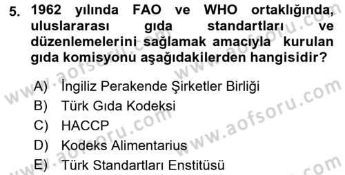 Veteriner Hizmetleri Mevzuatı ve Etik Dersi 2018 - 2019 Yılı (Final) Dönem Sonu Sınav Soruları 5. Soru