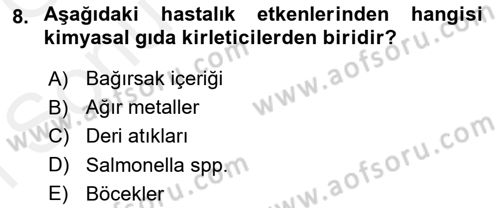 Veteriner Hizmetleri Mevzuatı ve Etik Dersi 2018 - 2019 Yılı (Final) Dönem Sonu Sınav Soruları 8. Soru