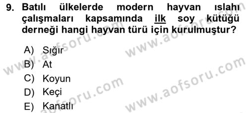 Veteriner Hizmetleri Mevzuatı ve Etik Dersi 2018 - 2019 Yılı (Final) Dönem Sonu Sınav Soruları 9. Soru