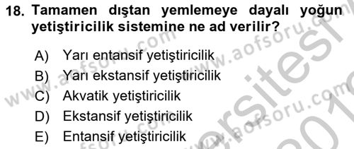 Veteriner Hizmetleri Mevzuatı ve Etik Dersi 2018 - 2019 Yılı Yaz Okulu Sınav Soruları 18. Soru