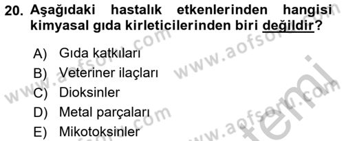 Veteriner Hizmetleri Mevzuatı ve Etik Dersi 2018 - 2019 Yılı Yaz Okulu Sınav Soruları 20. Soru
