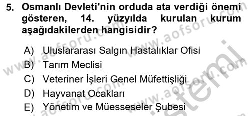 Veteriner Hizmetleri Mevzuatı ve Etik Dersi 2018 - 2019 Yılı Yaz Okulu Sınav Soruları 5. Soru