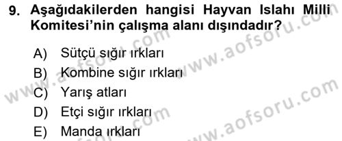 Veteriner Hizmetleri Mevzuatı ve Etik Dersi 2018 - 2019 Yılı Yaz Okulu Sınav Soruları 9. Soru