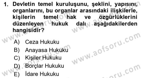 Veteriner Hizmetleri Mevzuatı ve Etik Dersi 2019 - 2020 Yılı (Vize) Ara Sınav Soruları 1. Soru