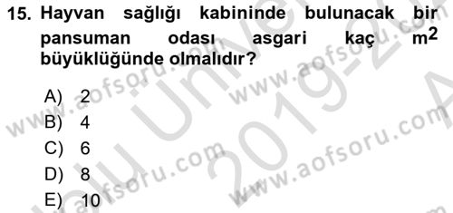 Veteriner Hizmetleri Mevzuatı ve Etik Dersi 2019 - 2020 Yılı (Vize) Ara Sınav Soruları 15. Soru