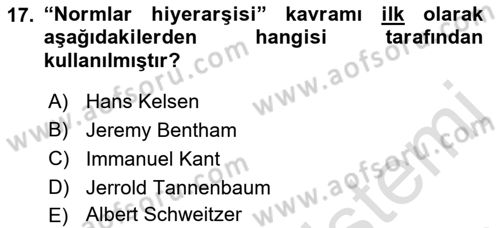 Veteriner Hizmetleri Mevzuatı ve Etik Dersi 2019 - 2020 Yılı (Vize) Ara Sınav Soruları 17. Soru