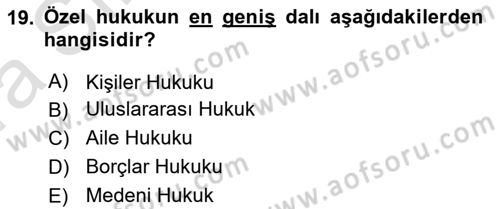 Veteriner Hizmetleri Mevzuatı ve Etik Dersi 2019 - 2020 Yılı (Vize) Ara Sınav Soruları 19. Soru