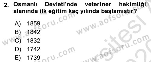 Veteriner Hizmetleri Mevzuatı ve Etik Dersi 2019 - 2020 Yılı (Vize) Ara Sınav Soruları 2. Soru