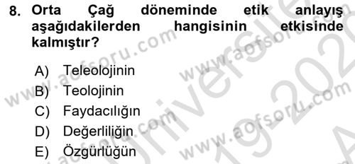 Veteriner Hizmetleri Mevzuatı ve Etik Dersi 2019 - 2020 Yılı (Vize) Ara Sınav Soruları 8. Soru