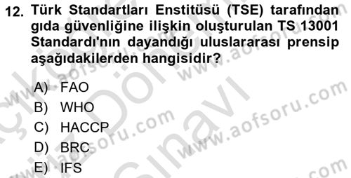 Veteriner Hizmetleri Mevzuatı ve Etik Dersi 2019 - 2020 Yılı (Final) Dönem Sonu Sınav Soruları 12. Soru