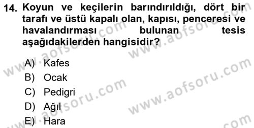 Veteriner Hizmetleri Mevzuatı ve Etik Dersi 2019 - 2020 Yılı (Final) Dönem Sonu Sınav Soruları 14. Soru