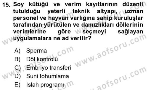 Veteriner Hizmetleri Mevzuatı ve Etik Dersi 2019 - 2020 Yılı (Final) Dönem Sonu Sınav Soruları 15. Soru