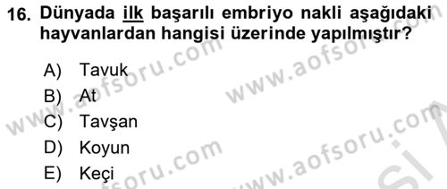 Veteriner Hizmetleri Mevzuatı ve Etik Dersi 2019 - 2020 Yılı (Final) Dönem Sonu Sınav Soruları 16. Soru