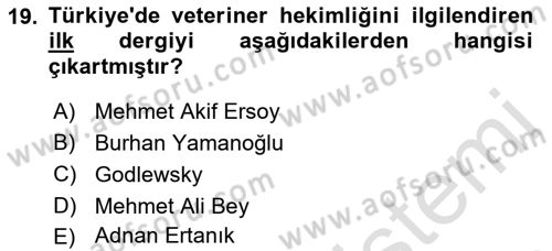 Veteriner Hizmetleri Mevzuatı ve Etik Dersi 2019 - 2020 Yılı (Final) Dönem Sonu Sınav Soruları 19. Soru