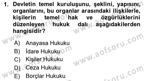 Veteriner Hizmetleri Mevzuatı ve Etik Dersi 2021 - 2022 Yılı (Vize) Ara Sınav Soruları 1. Soru