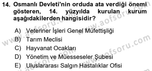 Veteriner Hizmetleri Mevzuatı ve Etik Dersi 2021 - 2022 Yılı (Vize) Ara Sınav Soruları 14. Soru
