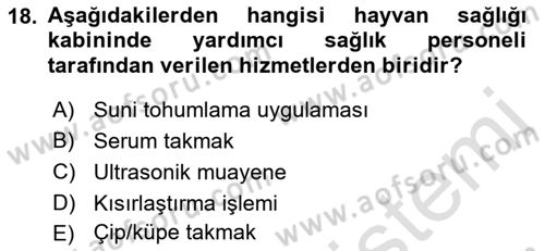 Veteriner Hizmetleri Mevzuatı ve Etik Dersi 2021 - 2022 Yılı (Vize) Ara Sınav Soruları 18. Soru